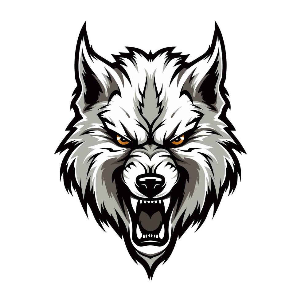 Intricate wolf head hand drawn logo design illustration. Captivating and powerful symbol of strength and resilience vector