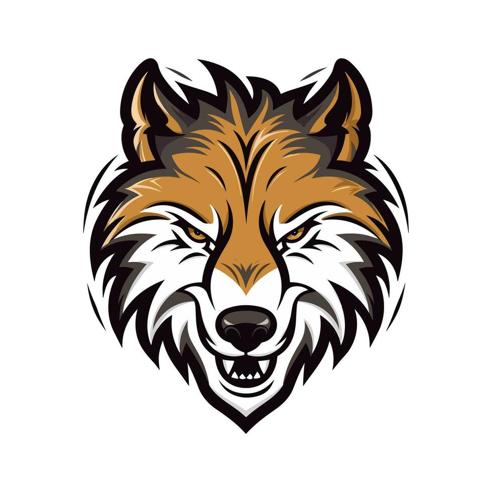 Intricate wolf head hand drawn logo design illustration. Captivating and powerful symbol of strength and resilience vector