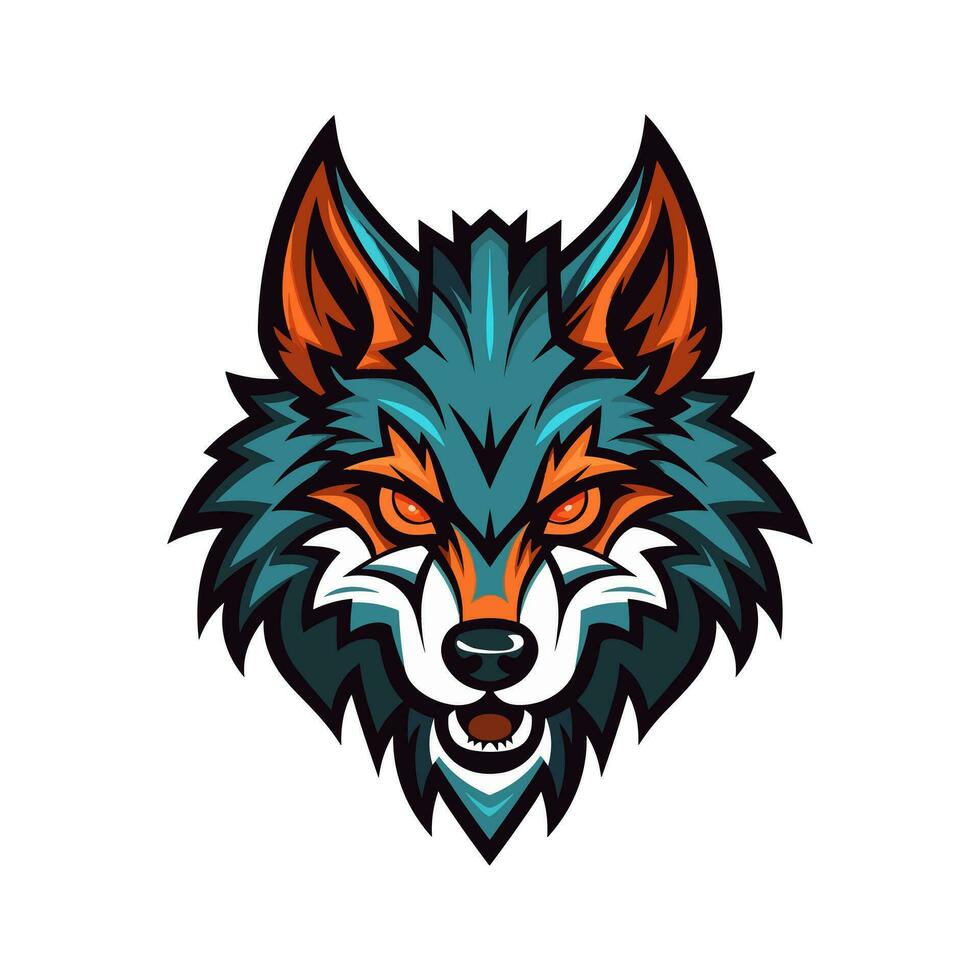 wolf head hand drawn logo design illustration vector