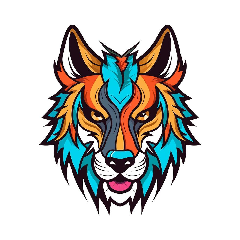 Intricate wolf head hand drawn logo design illustration. Captivating and powerful symbol of strength and resilience vector