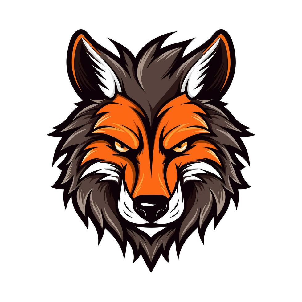 Intricate wolf head hand drawn logo design illustration. Captivating and powerful symbol of strength and resilience vector