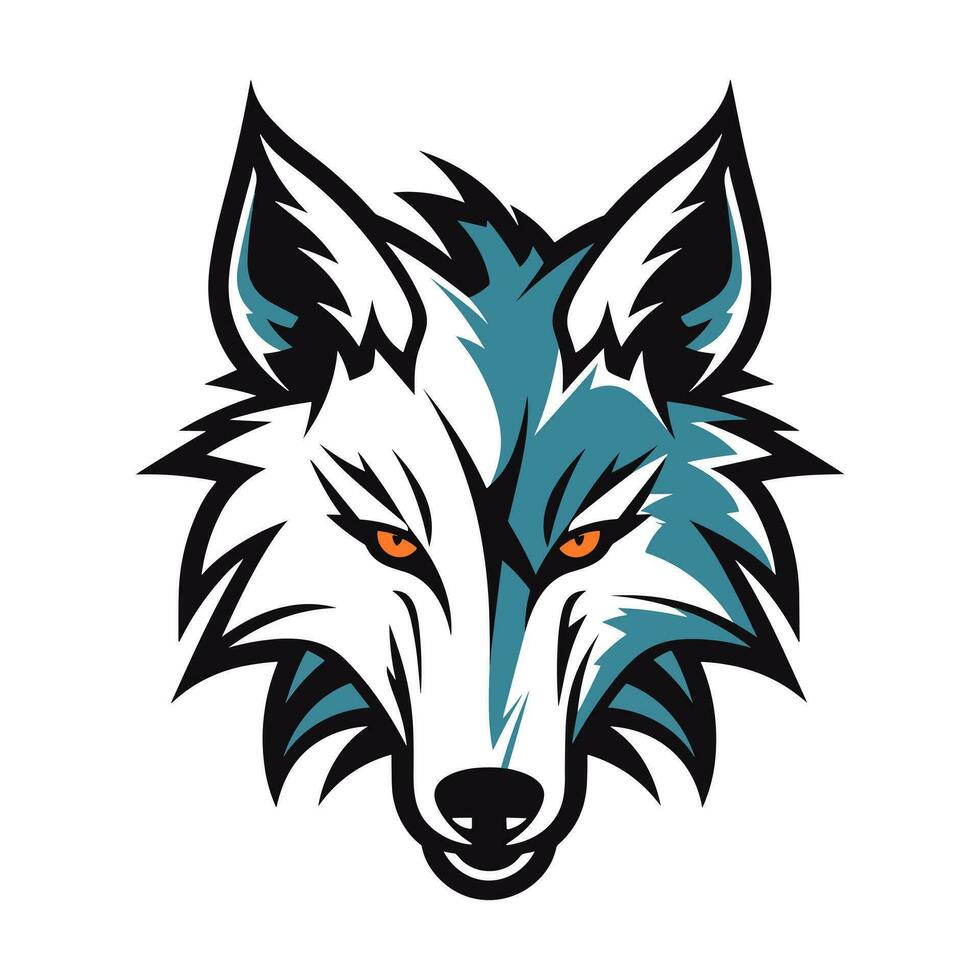 wolf head hand drawn logo design illustration vector