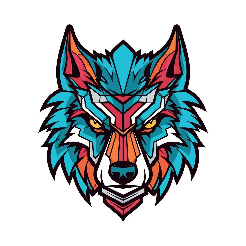 Intricate wolf head hand drawn logo design illustration. Captivating and powerful symbol of strength and resilience vector