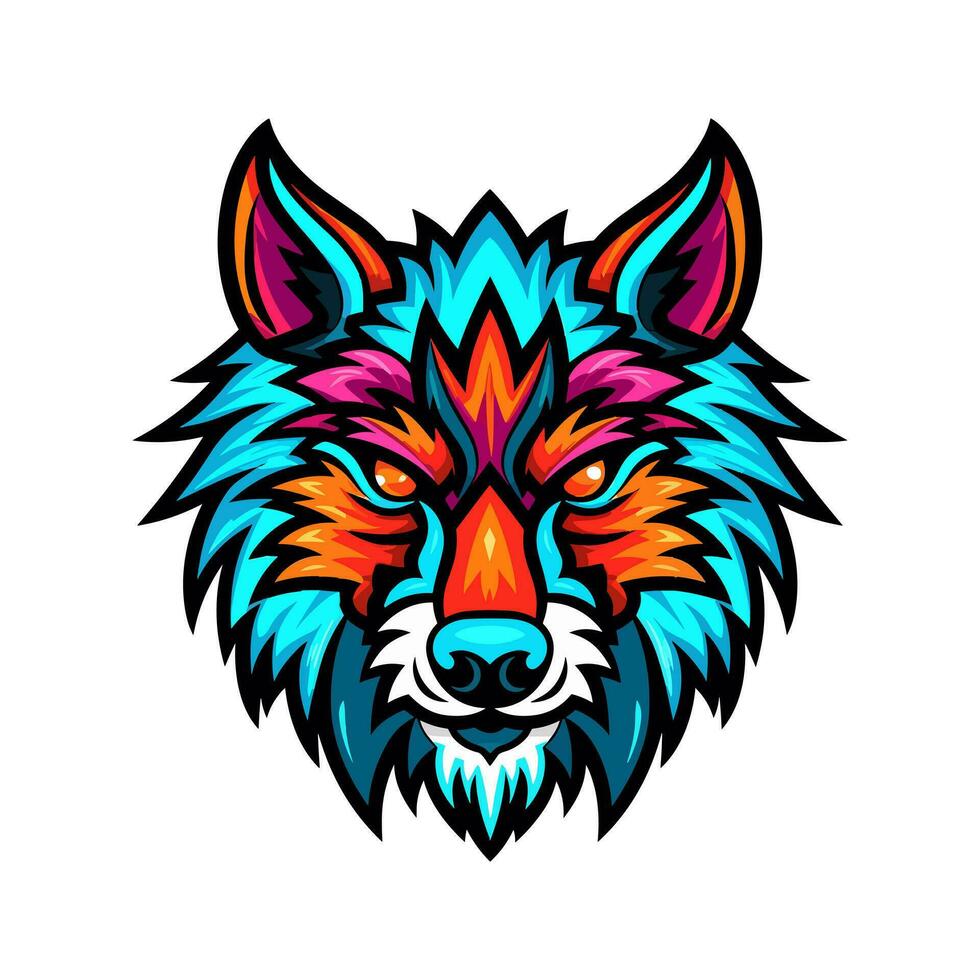 Unique and mesmerizing wolf head illustration, hand drawn with intricate details. Perfect for logo designs that exude power and wild spirit vector