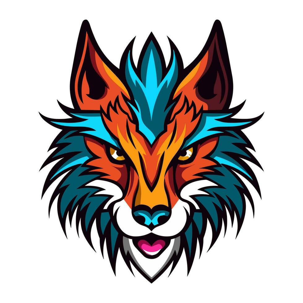 Intricate wolf head hand drawn logo design illustration. Captivating and powerful symbol of strength and resilience vector