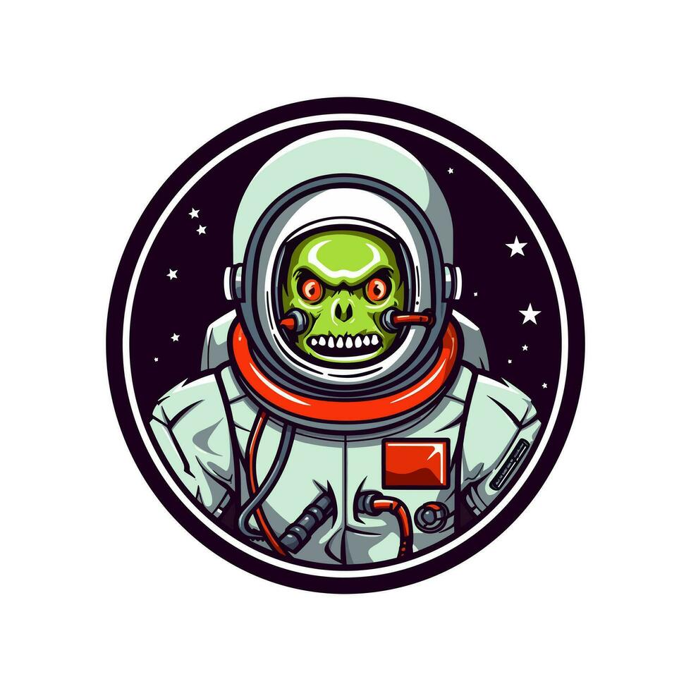 zombie astronaut hand drawn logo design illustration vector