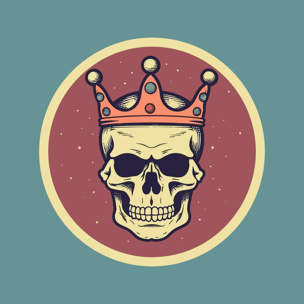 Royal Skull Logo Design Combine elements of power and rebellion with a hand drawn illustration of a skull wearing a crown, making a statement for your brand vector