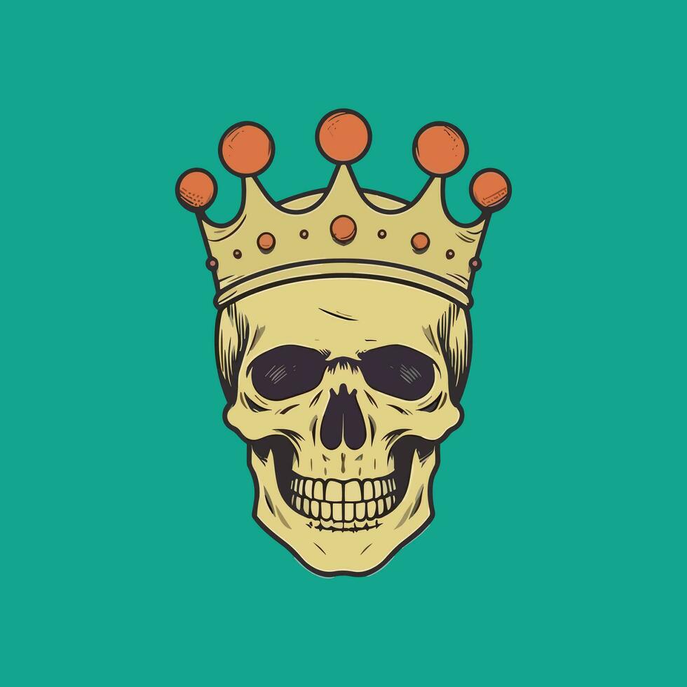 Royal Skull Logo Design Combine elements of power and rebellion with a hand drawn illustration of a skull wearing a crown, making a statement for your brand vector