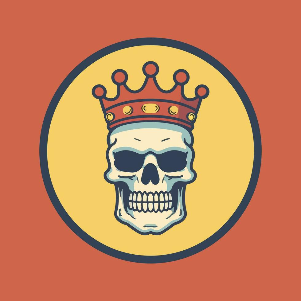 Royal Skull Logo Design Combine elements of power and rebellion with a hand drawn illustration of a skull wearing a crown, making a statement for your brand vector
