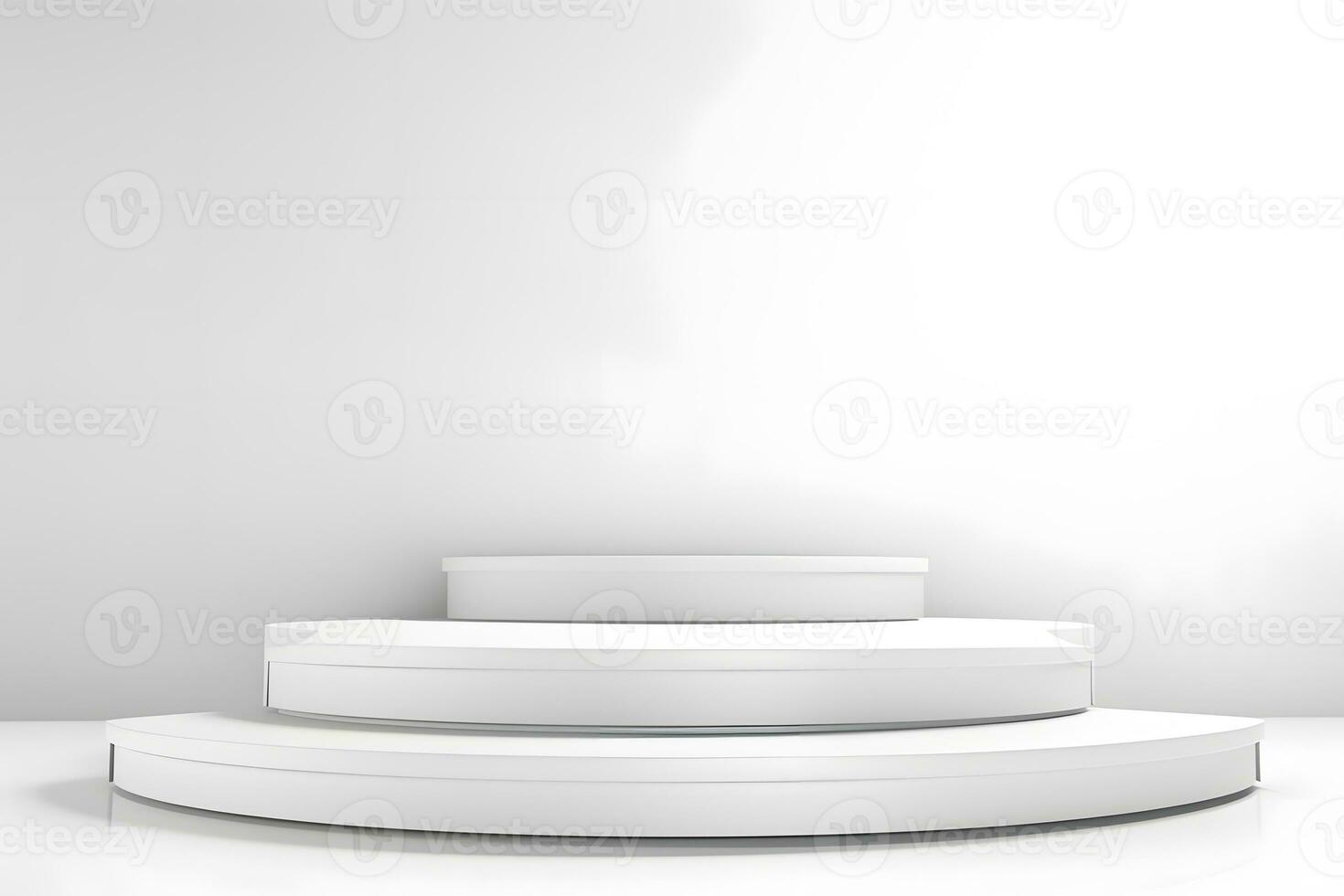 Simple white Pedestals Podium for product presentation geometrical shapes photo