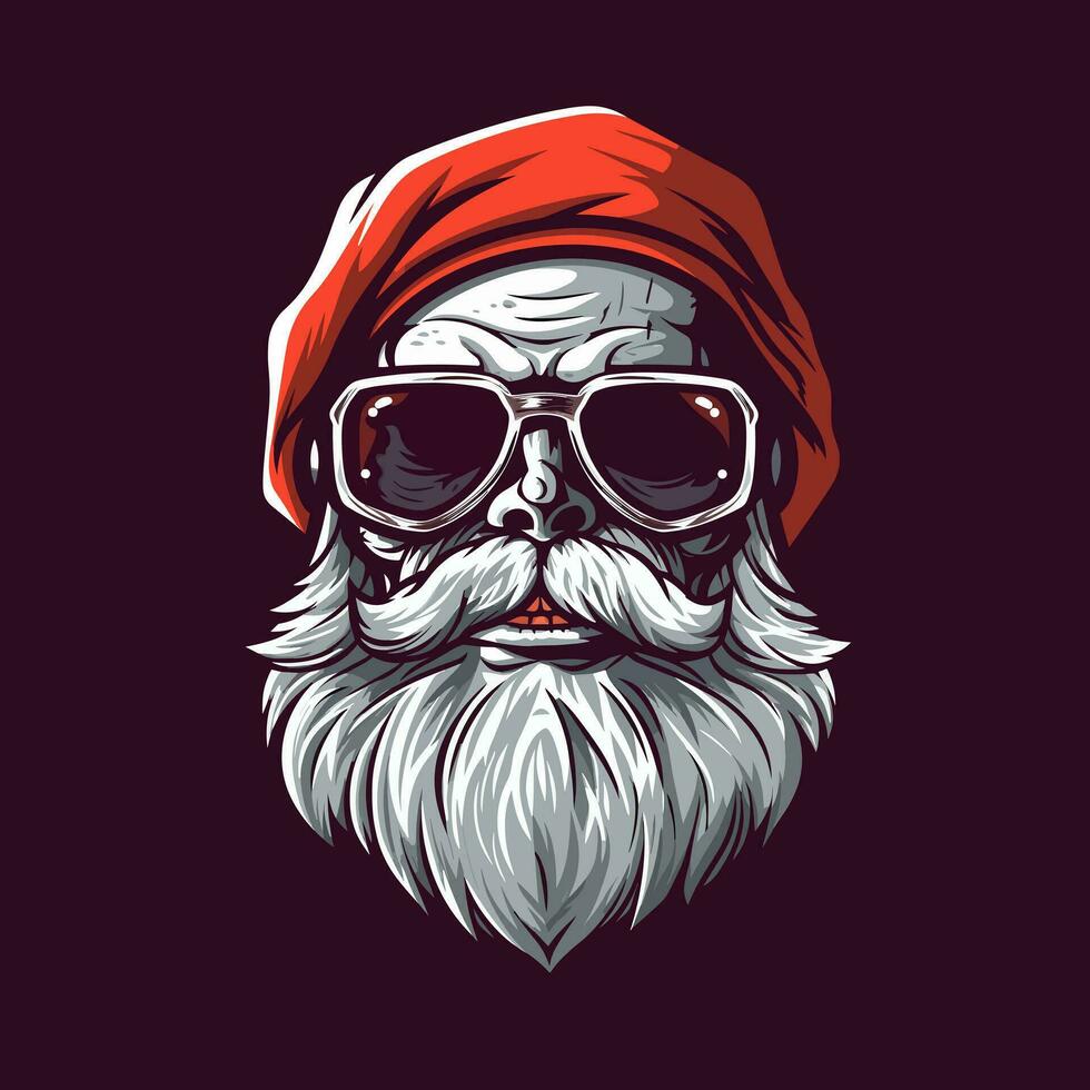Gafas de sol Papa Noel zombi mano dibujado logo diseño ilustración vector