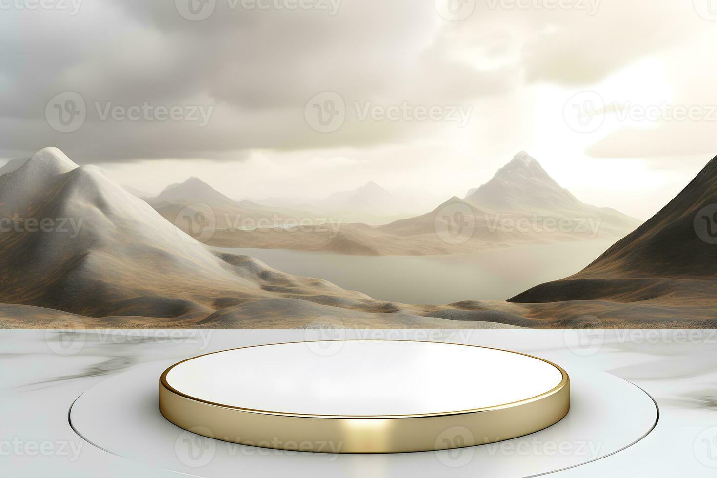 Gold Pedestals Podium for product presentation geometrical shapes photo