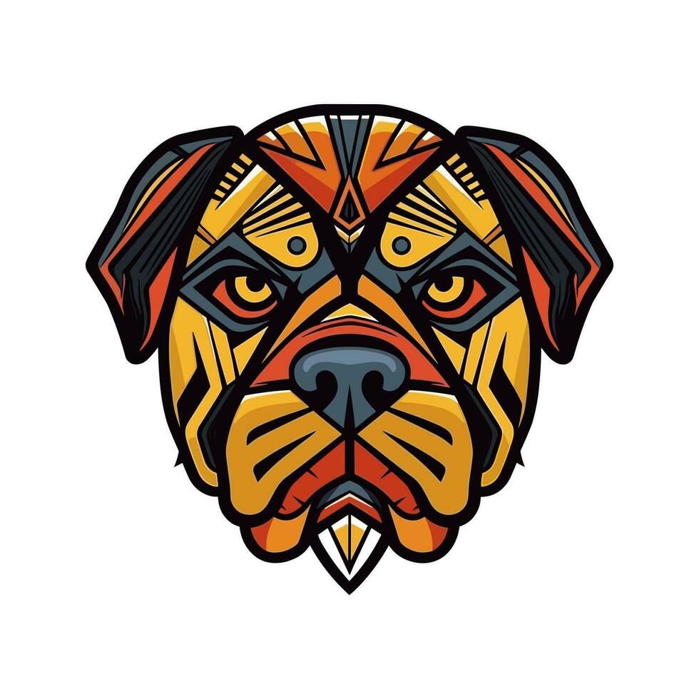 buldog cabeza mano dibujado logo diseño ilustración vector