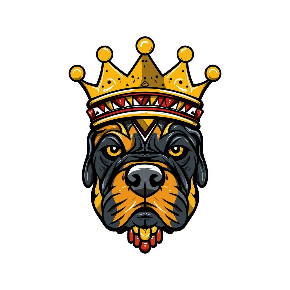 buldog cabeza vistiendo un corona mano dibujado logo diseño ilustración vector