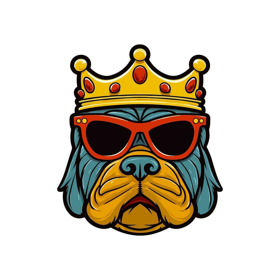 buldog cabeza vistiendo Gafas de sol mano dibujado logo diseño ilustración vector