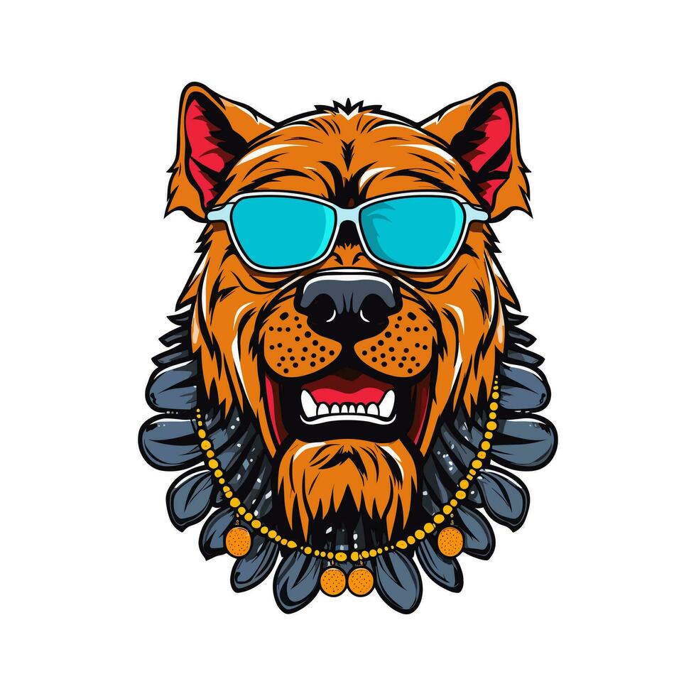 buldog cabeza vistiendo Gafas de sol mano dibujado logo diseño ilustración vector