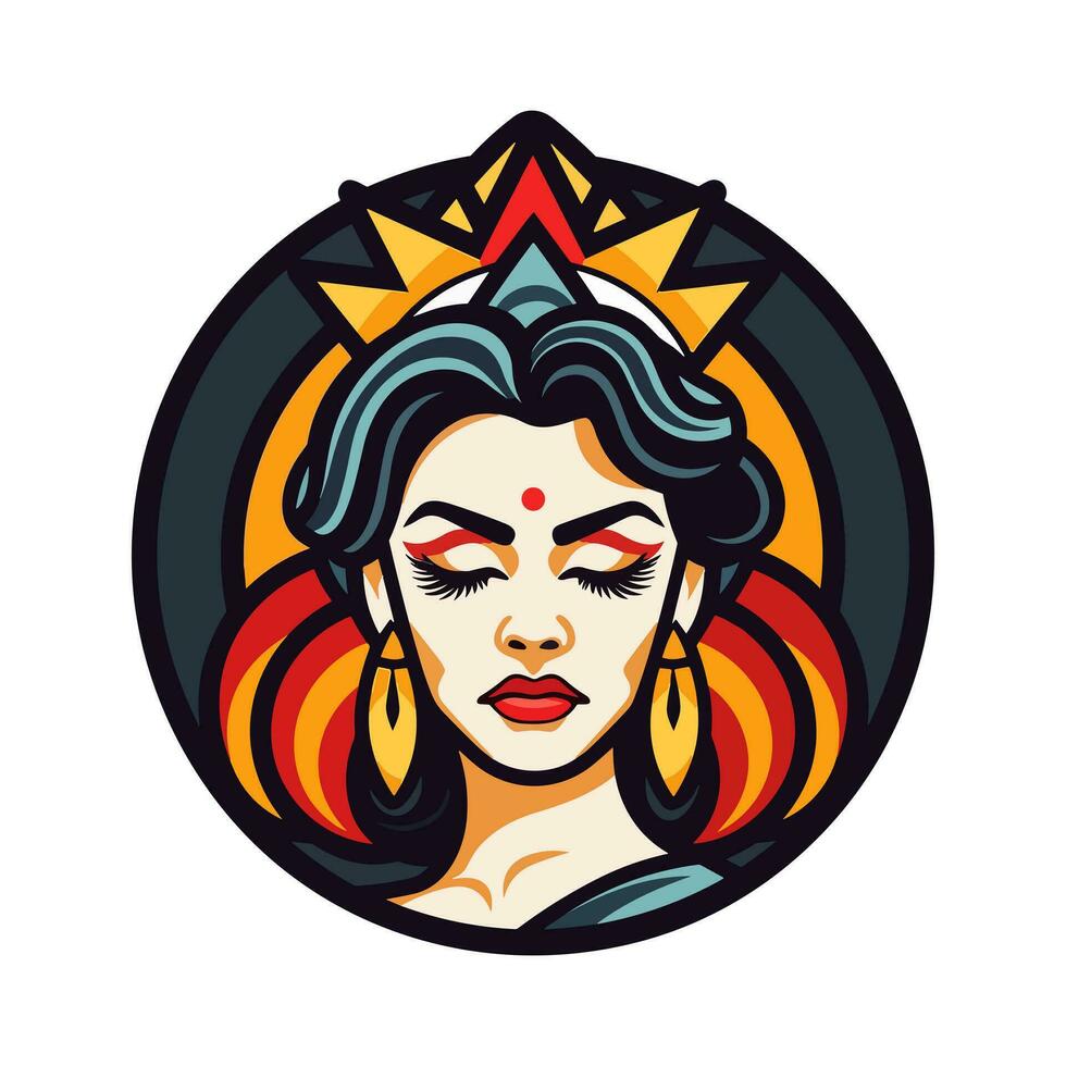 Chicano girl logo design illustration A fusion of art and culture, capturing the spirit and resilience of the Chicano community. Bold, empowering, and visually striking vector