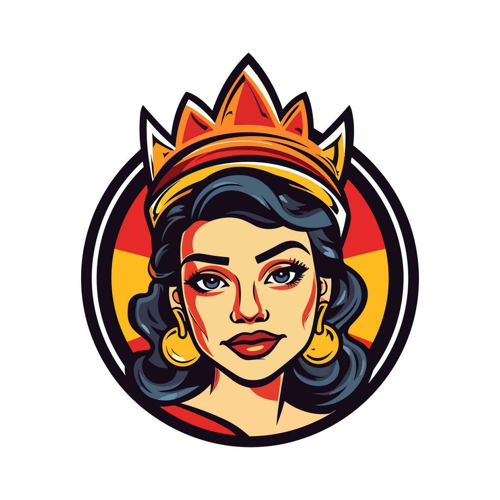 reina niña logo diseño ilustración un fusión de Arte y cultura, capturar el espíritu y Resiliencia de el chicano comunidad. atrevido, empoderamiento, y visualmente sorprendentes vector