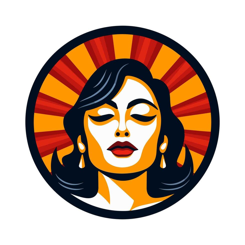 queen girl logo design illustration A fusion of art and culture, capturing the spirit and resilience of the Chicano community. Bold, empowering, and visually striking vector