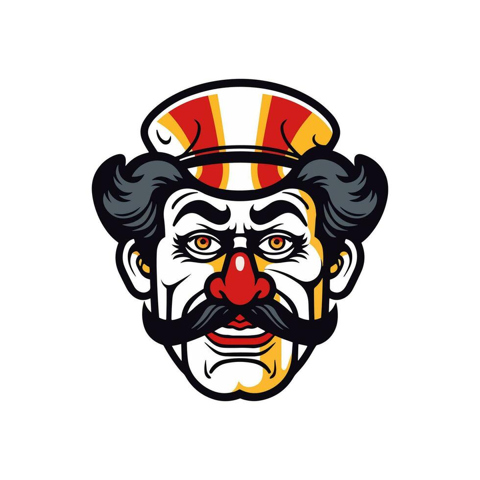 expresivo payaso cabeza logo diseño ilustración, capturar el caprichoso encanto y juguetón espíritu en un único y cautivador camino vector