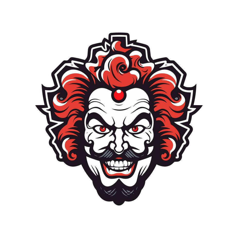 Expressive clown head logo design illustration, capturing the whimsical charm and playful spirit in a unique and captivating way vector