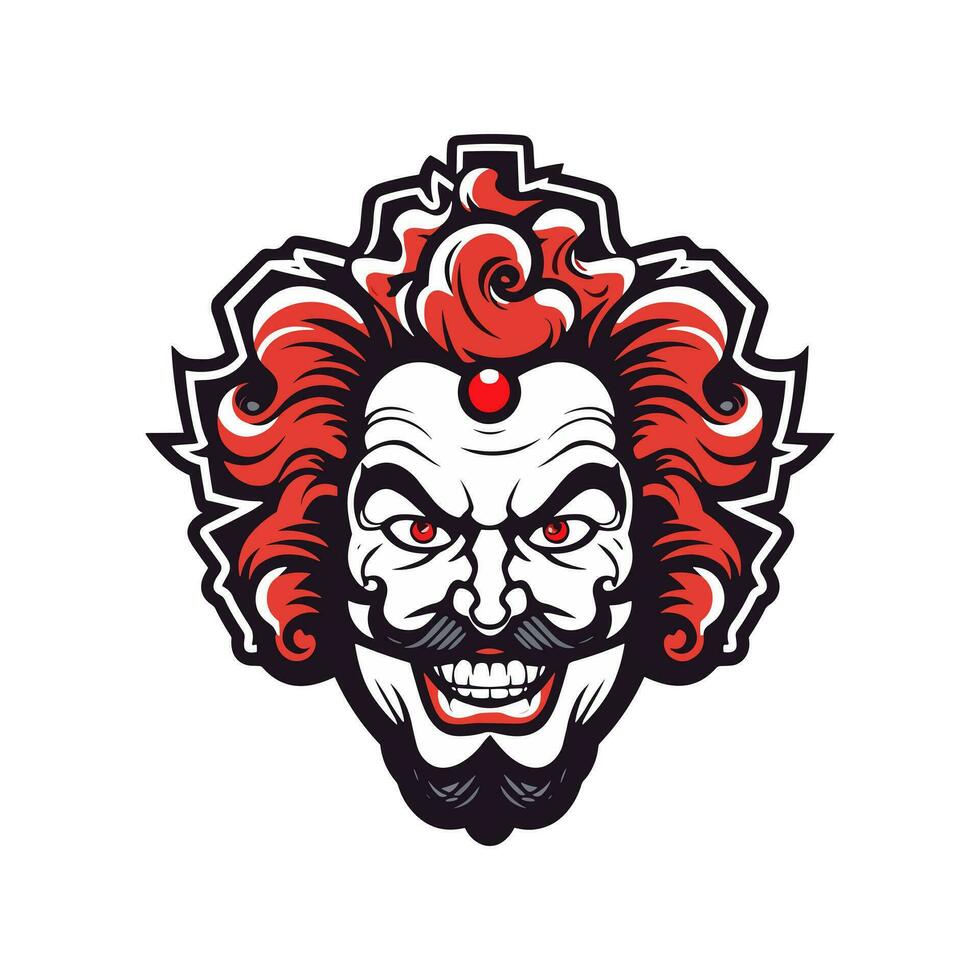 Expressive clown head logo design illustration, capturing the whimsical charm and playful spirit in a unique and captivating way vector