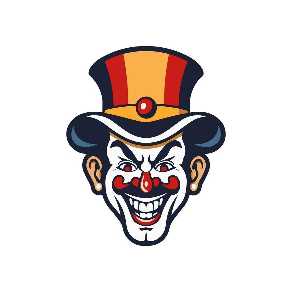 Bold and striking clown head logo design illustration, infused with vibrant colors and intricate details, evoking a sense of joy and entertainment vector
