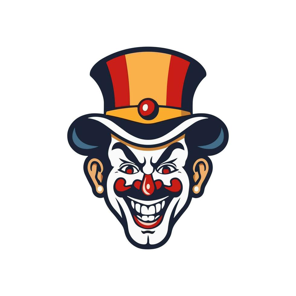 negrita y sorprendentes payaso cabeza logo diseño ilustración, infundido con vibrante colores y intrincado detalles, evocando un sentido de alegría y entretenimiento vector