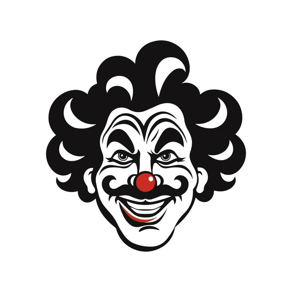clown head hand drawn logo design illustration vector