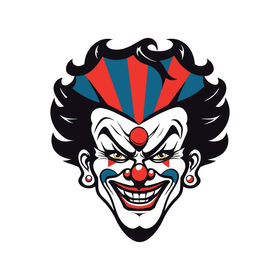 clown head hand drawn logo design illustration vector