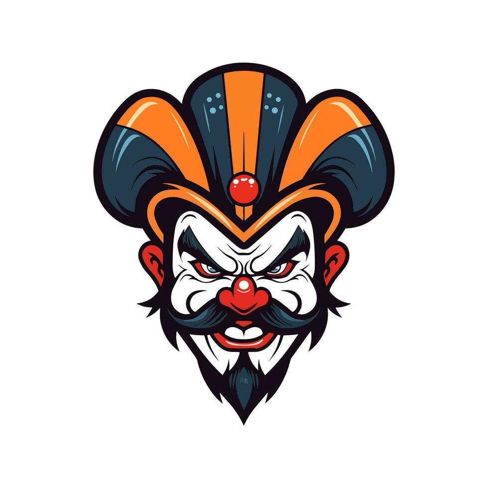 Expressive clown head logo design illustration, capturing the whimsical charm and playful spirit in a unique and captivating way vector