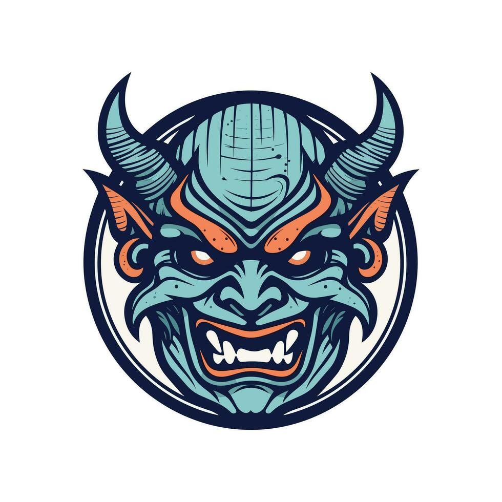 Oni Hannya mask design Embrace the power of Japanese folklore with this striking illustration. Convey intensity and mystery in your logo or artwork vector