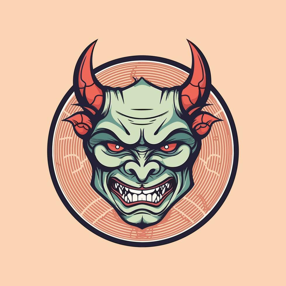 Demon Oni Hannya mask illustration vector