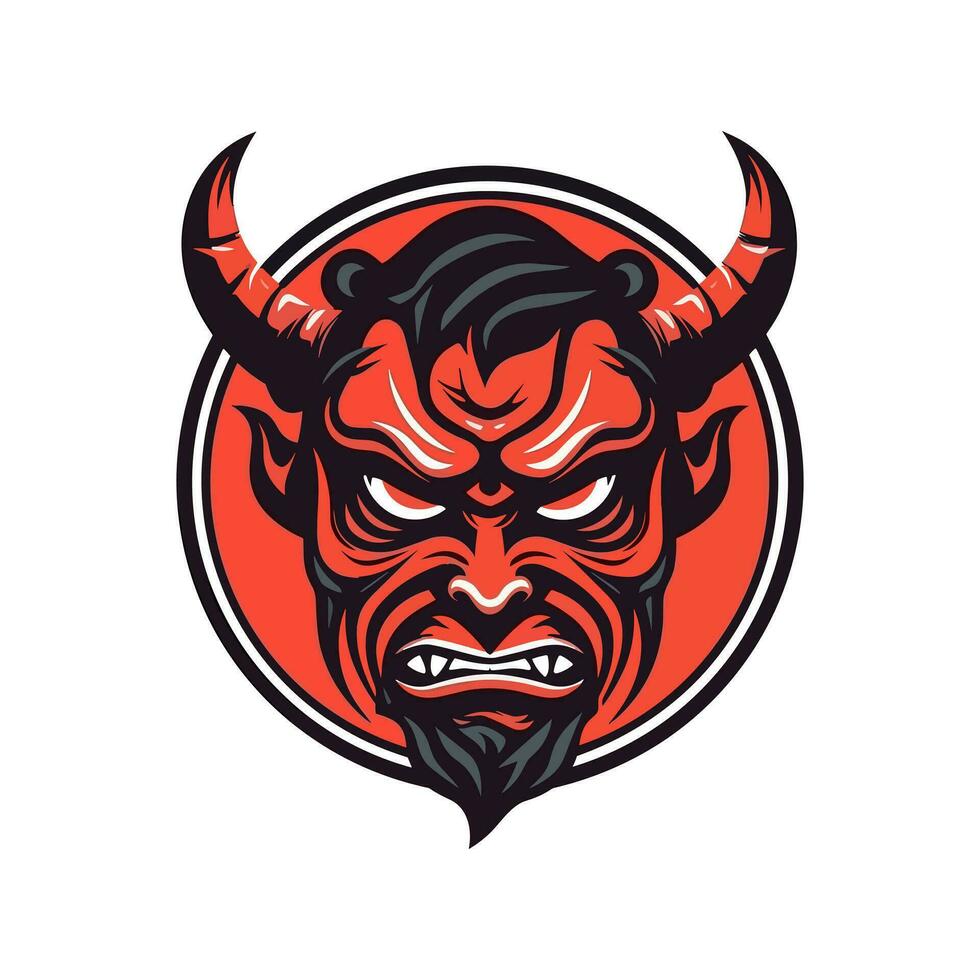 Oni Hannya mask illustration A captivating blend of traditional and fierce, symbolizing strength and passion. Perfect for bold branding and designs vector