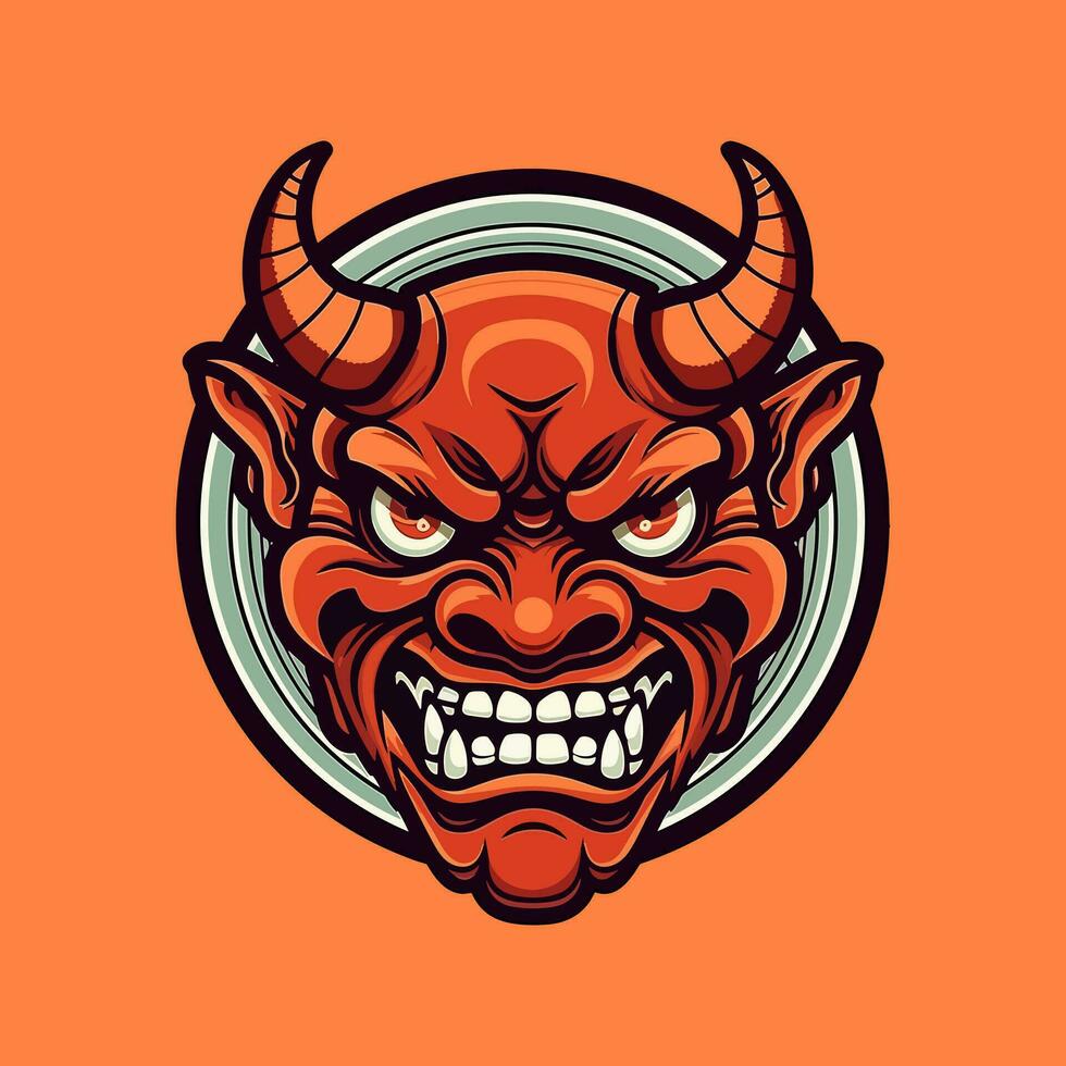 Demon Oni Hannya mask illustration vector