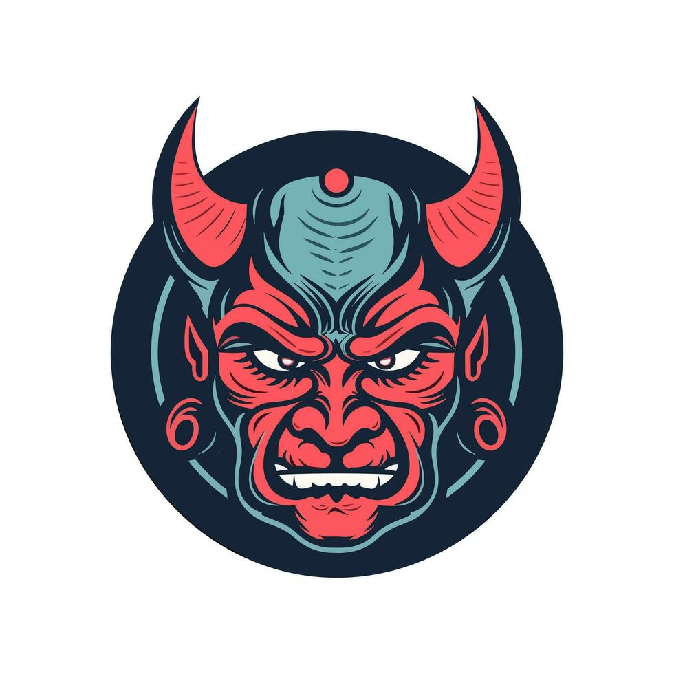 Oni Hannya mask design Embrace the power of Japanese folklore with this striking illustration. Convey intensity and mystery in your logo or artwork vector