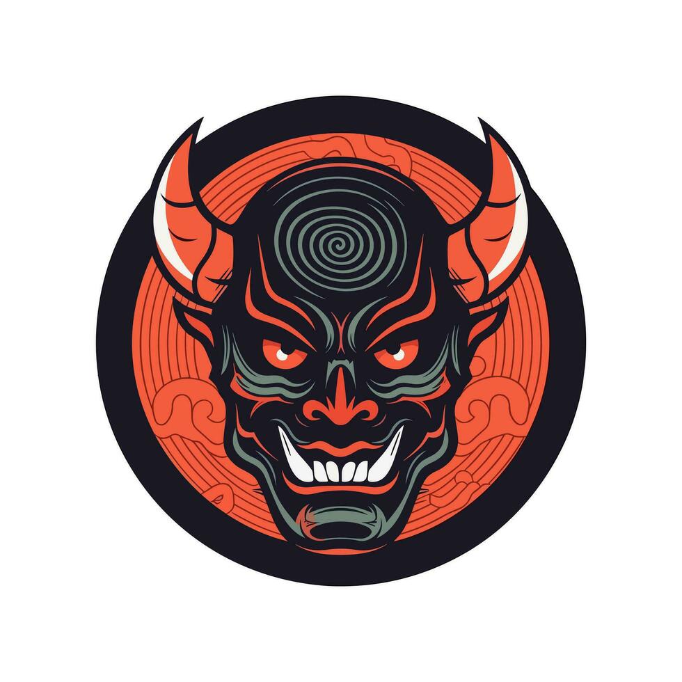 Oni Hannya mask illustration A captivating blend of traditional and fierce, symbolizing strength and passion. Perfect for bold branding and designs vector