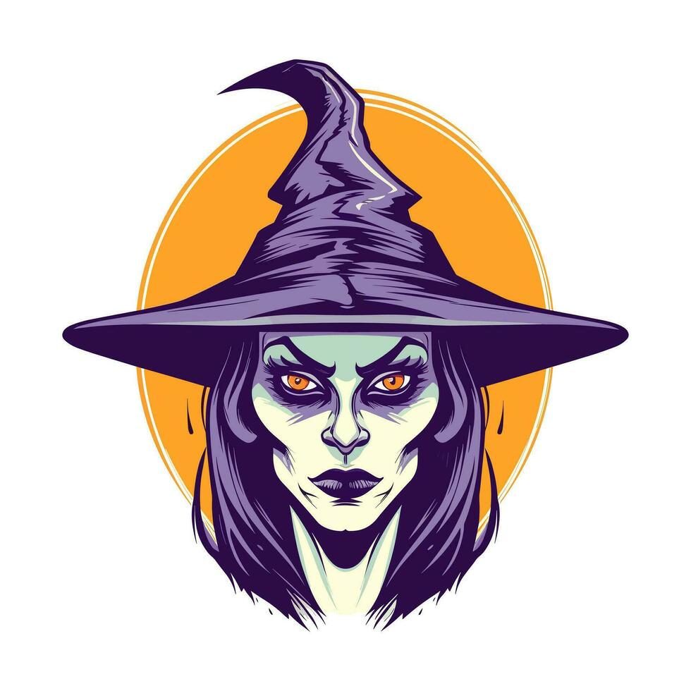 Evoke the enchantment of the supernatural with a bewitching witch head vector clip art, full of captivating details and dark elegance