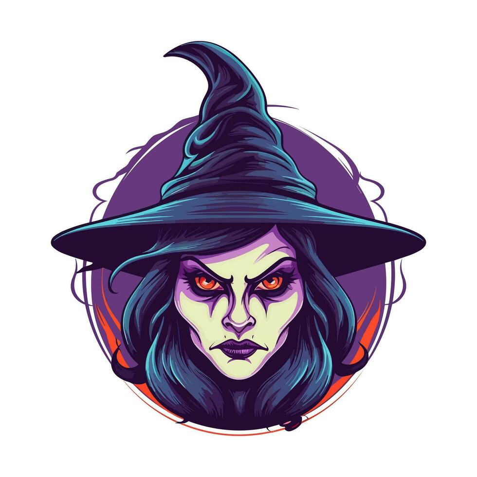 Witch head vector clip art illustration