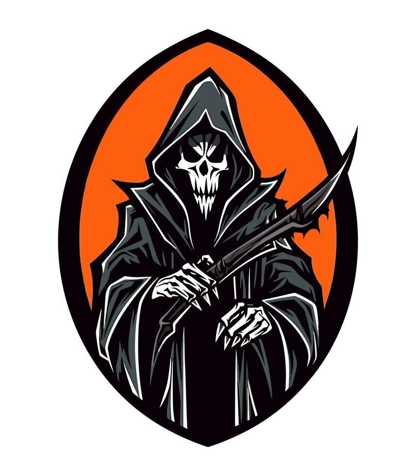 Embrace the darkness with a chilling vector clip art illustration of the Grim Reaper, a powerful symbol of death and mortality