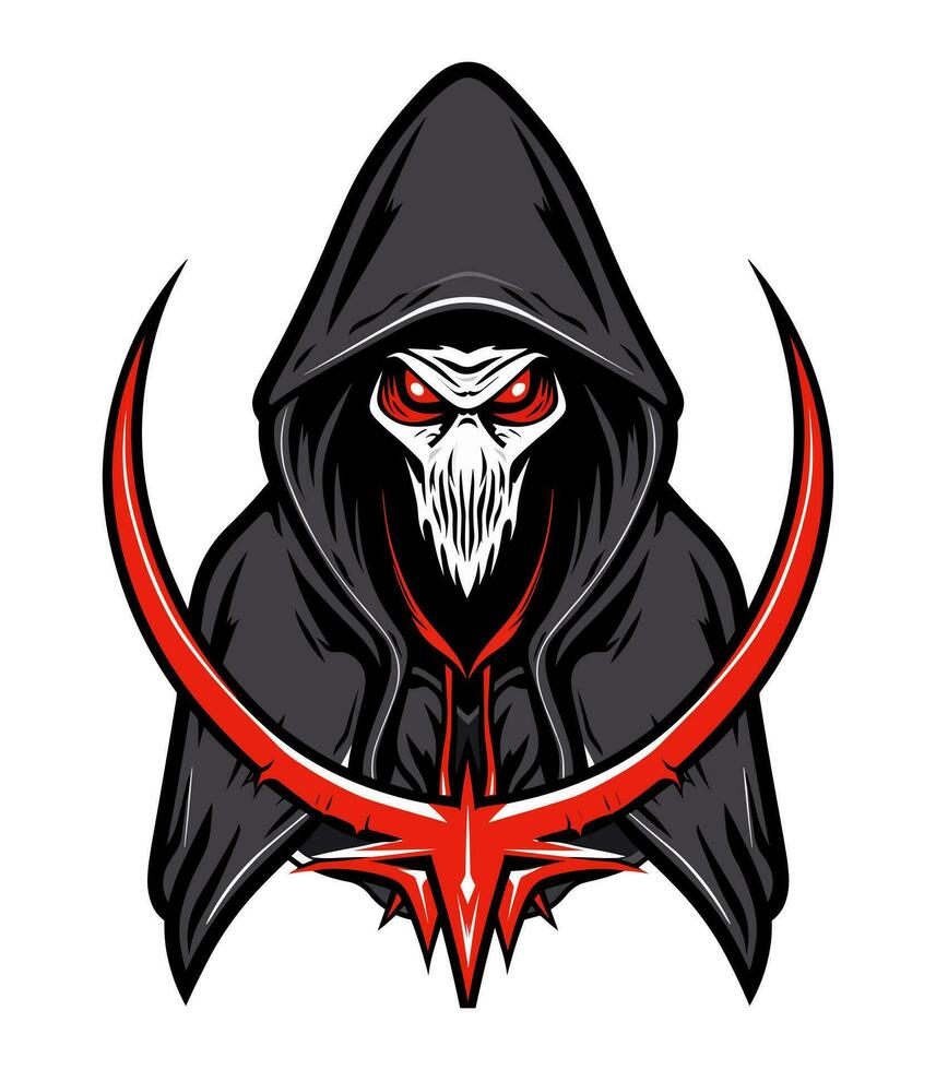 Embrace the darkness with a chilling vector clip art illustration of the Grim Reaper, a powerful symbol of death and mortality