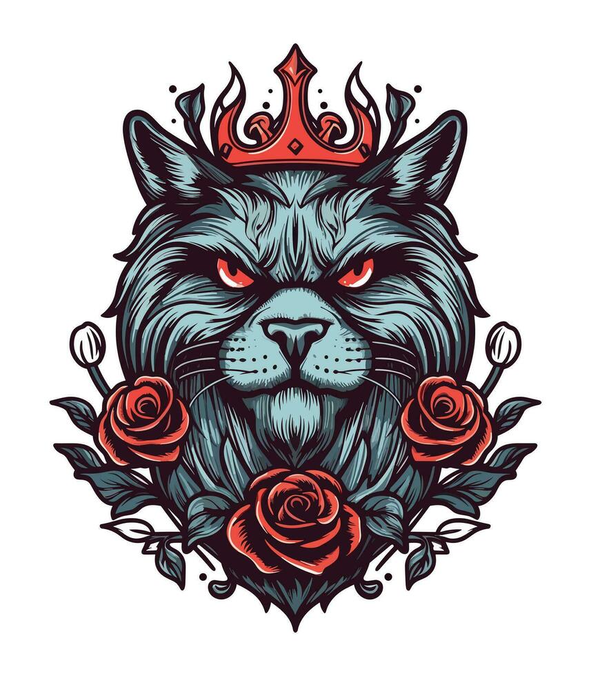 Cat head wearing a crown vector clip art illustration 25918275 Vector ...