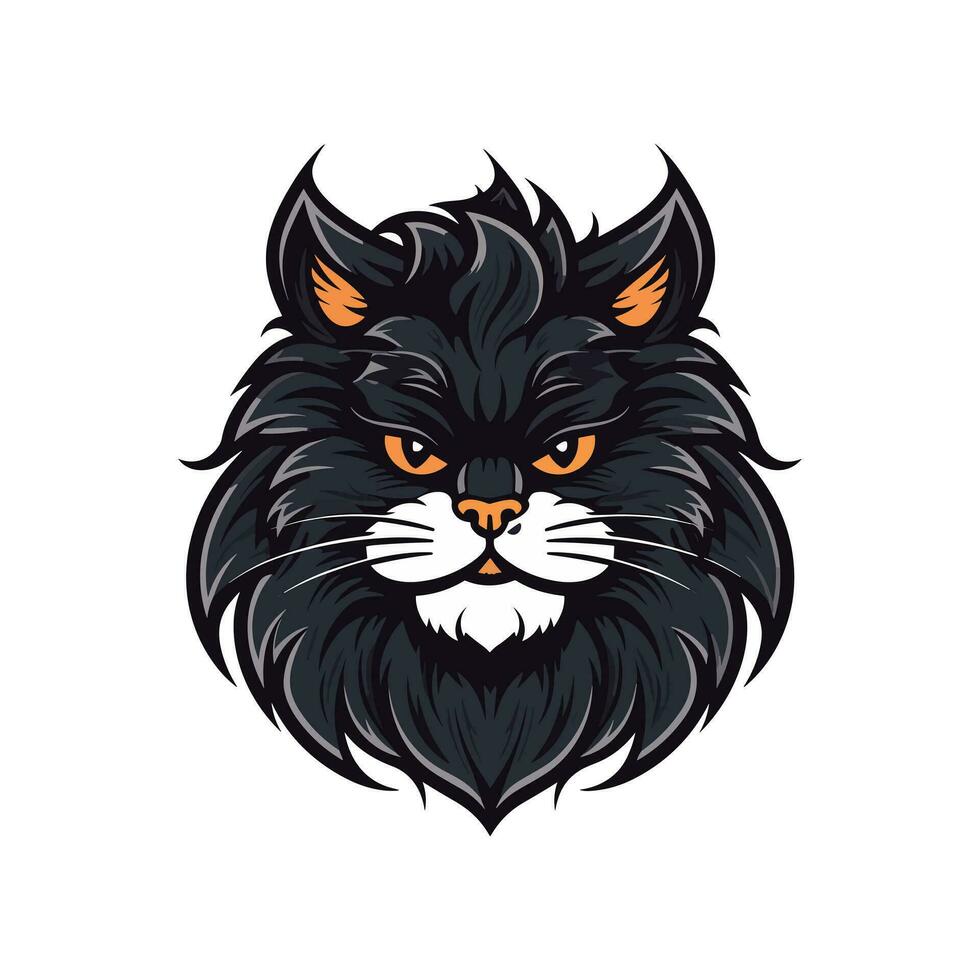 gato cabeza logo diseño ilustración vector