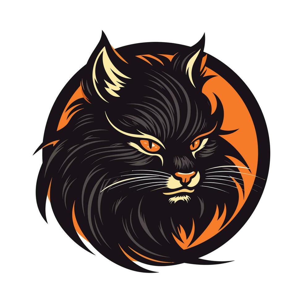 gato cabeza logo diseño ilustración vector