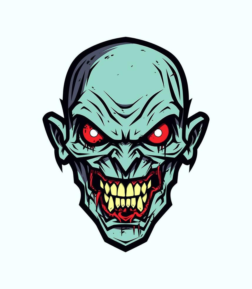 smile zombie head vector clip art illustration