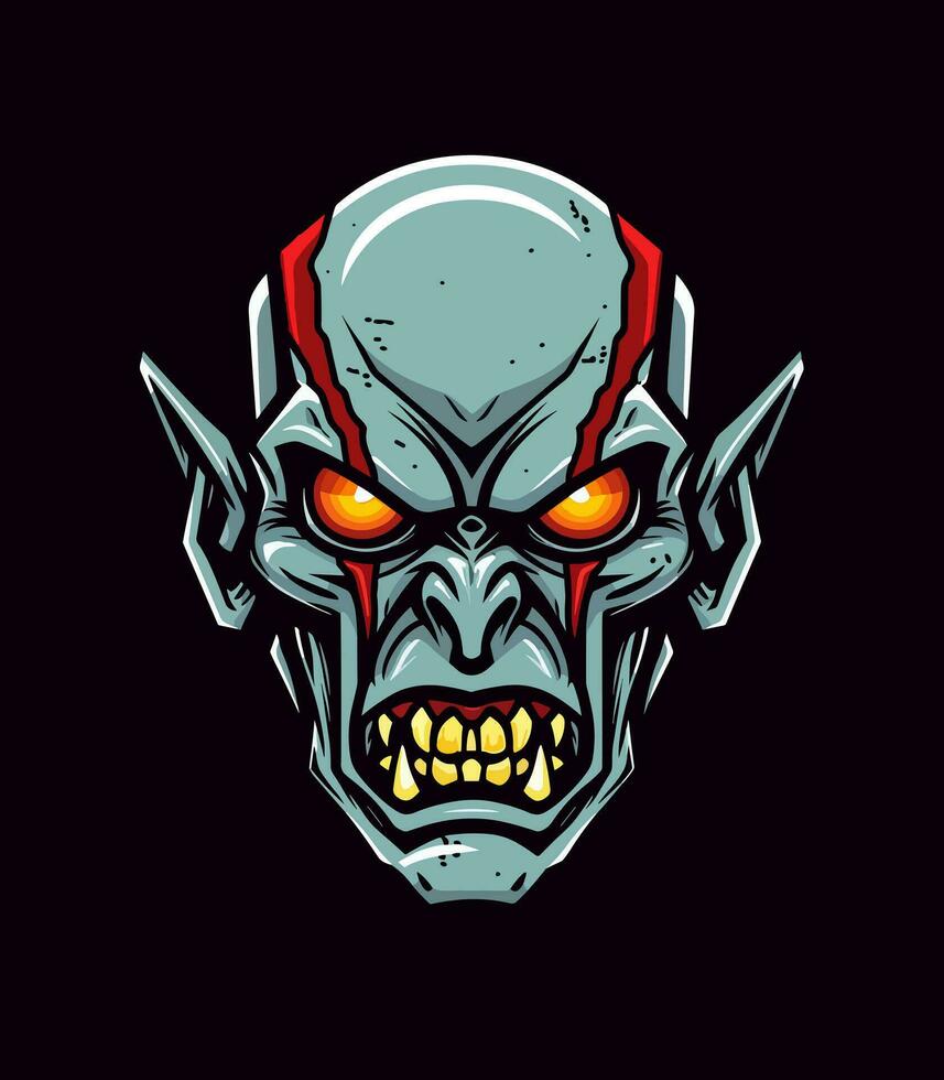 Angry zombie head vector clip art illustration