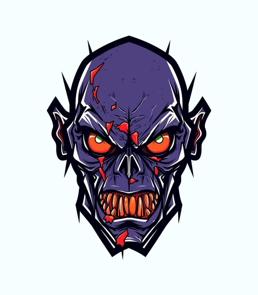 zombie head vector clip art illustration