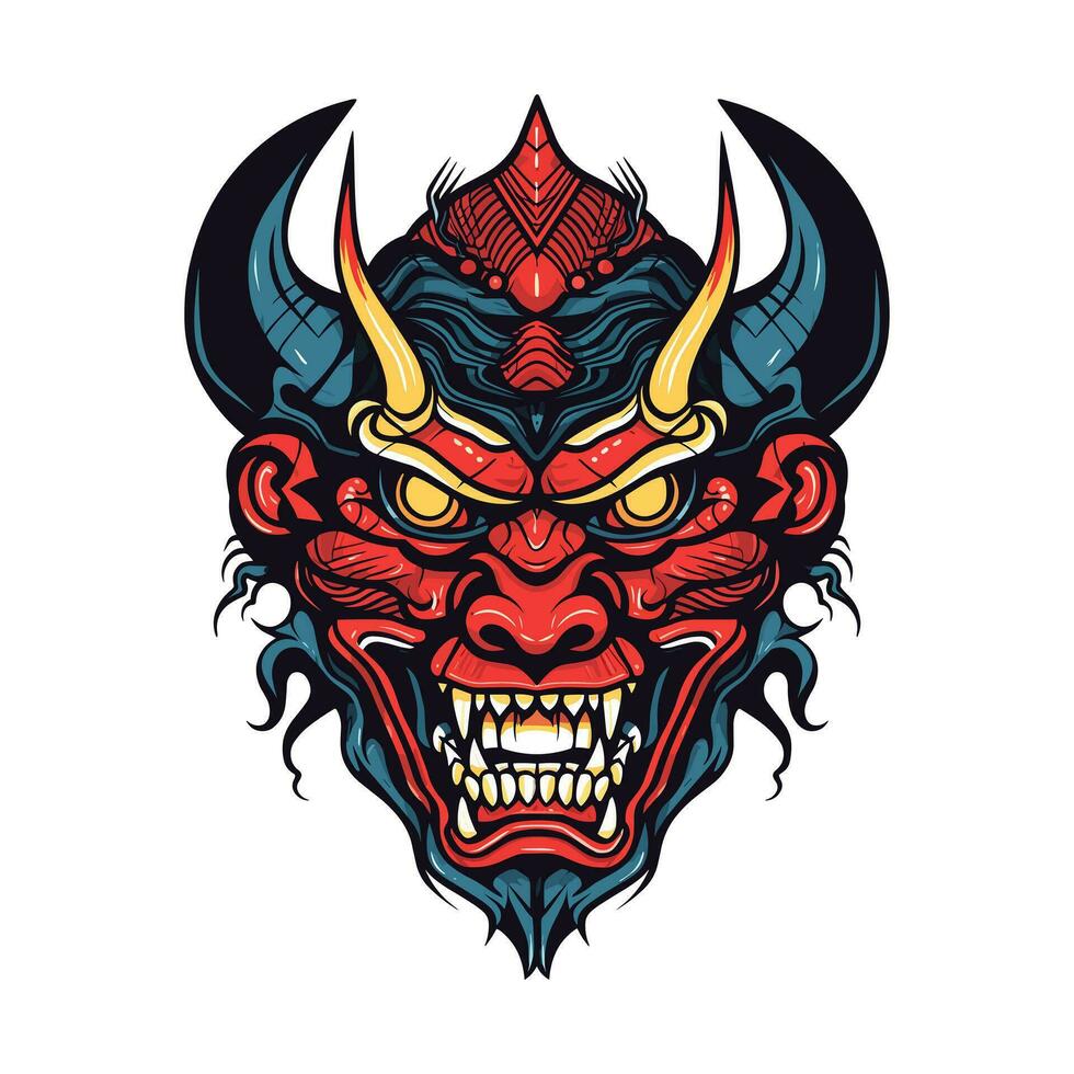 Capture the essence of evil with a devil demon head illustration, crafted in vector format for versatile use in various design projects