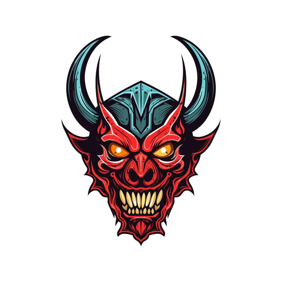 Devil demon head vector clip art illustration