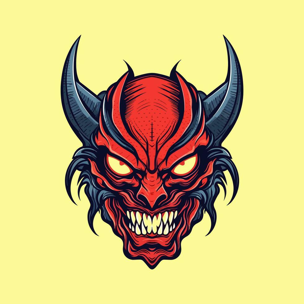 Devil demon head vector clip art illustration